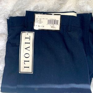 SZ 36/34 mens dress pants navy poly wool tivoli cut hem